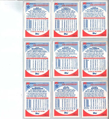 1987 Topps Kmart 25th Anniversary Baseball Cards Complete Set