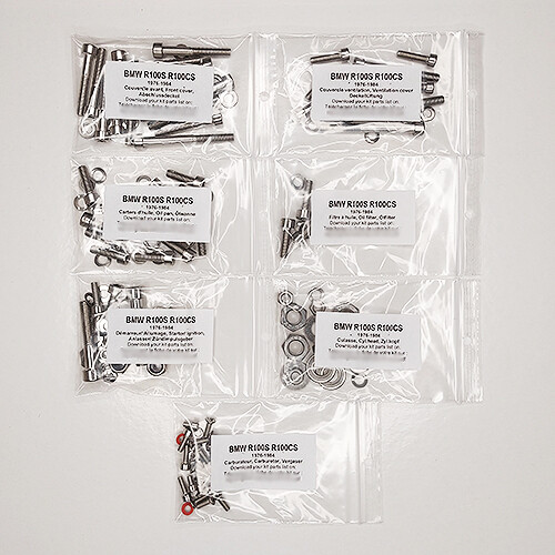 Visserie inox moteur BMW R100S anti-corrosion pour moto CS
