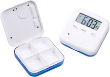 Independent pill storage box timer alarm clock reminder medicine (Blue)