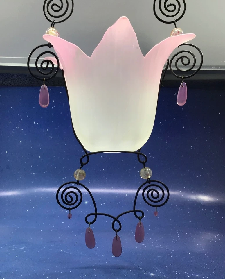 Soporte de luz votiva/té con flores abiertas para colgar ornamentado Foto 2 de 4