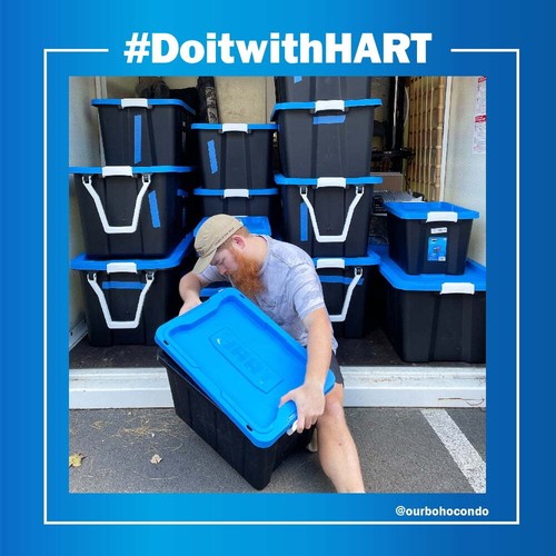 5 Gallon Latching Plastic Storage Bin Container Black Base W/ Blue Lid Set of 4 - Picture 13 of 13