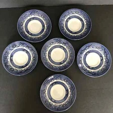 Set of 6 Churchill Blue Willow 5.5" Saucer Plates Made in Staffordshire England