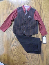 Toddlers Dockers 4 Piece Dress Suit Church/Easter/Wedding Red/Black/Gray Tie