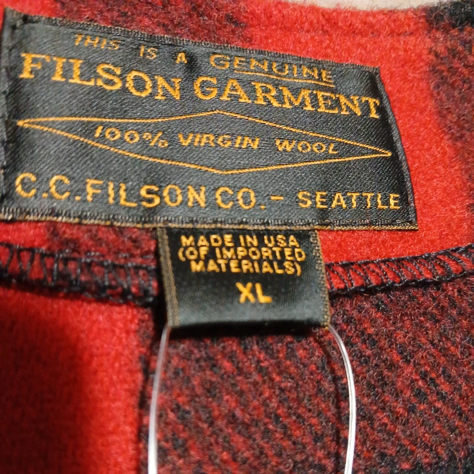 Filson Mackinaw Buffalo Plaid Vest Mens Size XL Red Black Wool NWT - Image 3 of 4