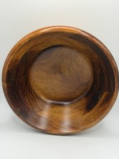 Vintage Wooden Bowl 7  Round Contrasting Wood Grain Salad Serving Bowl Decor
