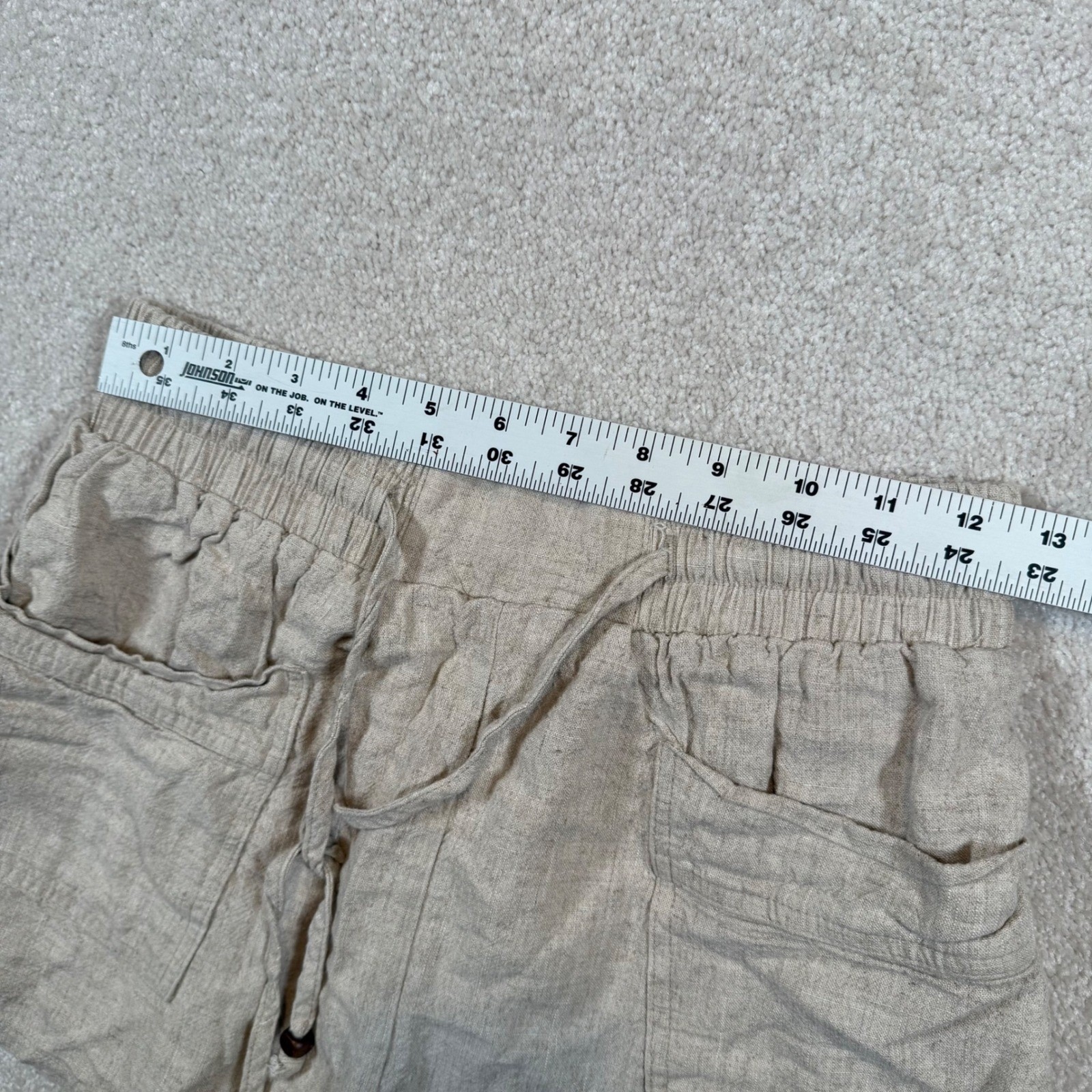 Drawstring Linen Polyester Lined Shorts High Wais… - image 4
