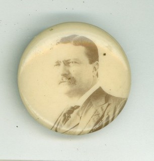 1904 Theodore Roosevelt Political Campaign Pinback Button Sepia Portrait