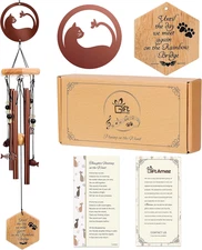 Cat Memorial Wind Chime, 24 Inch Pet Sympathy Wind Chimes for Outdoor Garden Pat