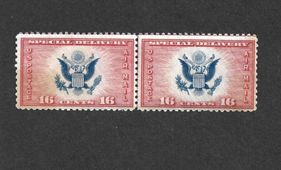 US STAMP CE2 LINE PAIR BOB AIRMAIL SPECIAL DELIVERY 16 c MINT NH OG free ship