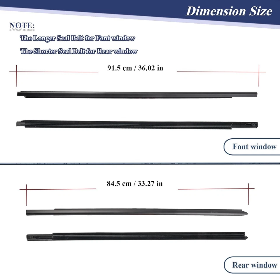 Sello de moldura de ventana resistente al clima para Dodge Ram 1500-5500 2009-2021 doble cabina, negro Foto 3 de 4