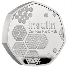 100 Years of Insulin 2021 UK 50p Silver Proof Piedfort Coin