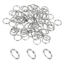 Round Split Ring, 60 Pcs 8 mm Small Split Ring with Double Loop, Silver