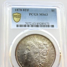 1878 8TF Morgan Silver Dollar - VAM 12 Dbld Motto - PCGS MS 63 - F#9173