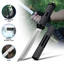 Outdoor Survival Combat Knife Tactical Knife Pipe Stick Knife w/ Fire Starter US