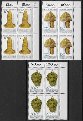 Bund 1977 ** Satz Mi 943-45 Kulturgut Eckrandviererblock 4er oben rechts 05624C - Bild 1 von 4