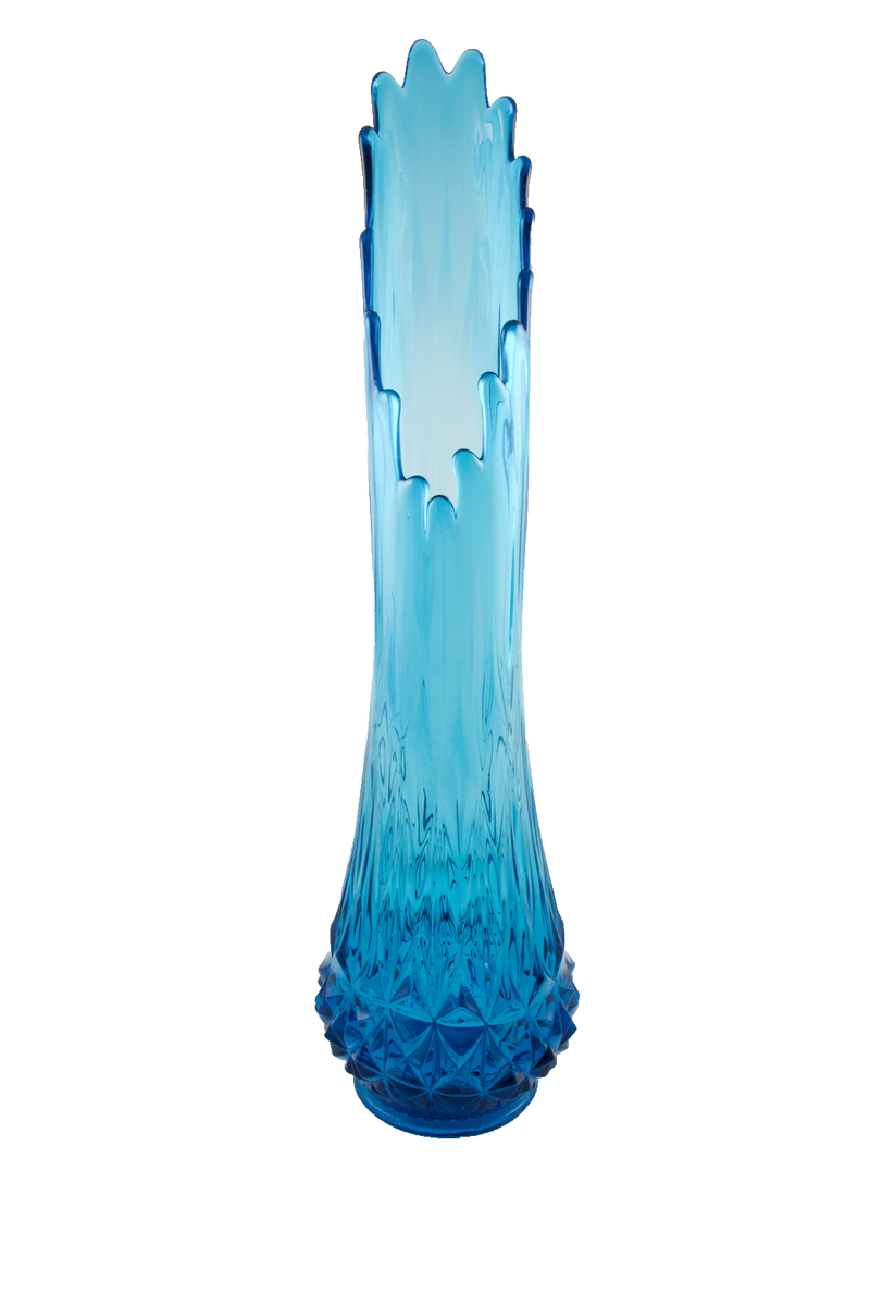 Vintage Mid Century LE Smith Peacock Blue Pineapple Diamond Swung