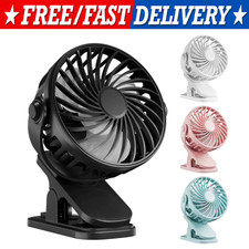 USB Rechargeable Mini Cooling Fan Clip On Desk Table Office Stroller Camping Gym