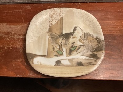 Vintage Cat Porcelain Quadro Plate Minou-ettes Pradalie Collection Coeur 1985 