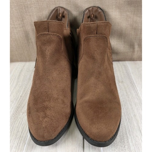 Faded Glory Women's Sz 8 Brown Faux Suede Fringe Western Booties Cowgirl Concert