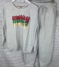 PHILOSOPHY Women’s MERRY Gray Sweatsuit Lounge Set Size Large
