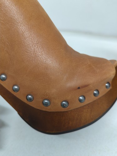 VERA WANG LAVENDER Women’s Open Toe Warm Brown Leather Platform Heels Sz 8.5 M - Picture 18 of 24