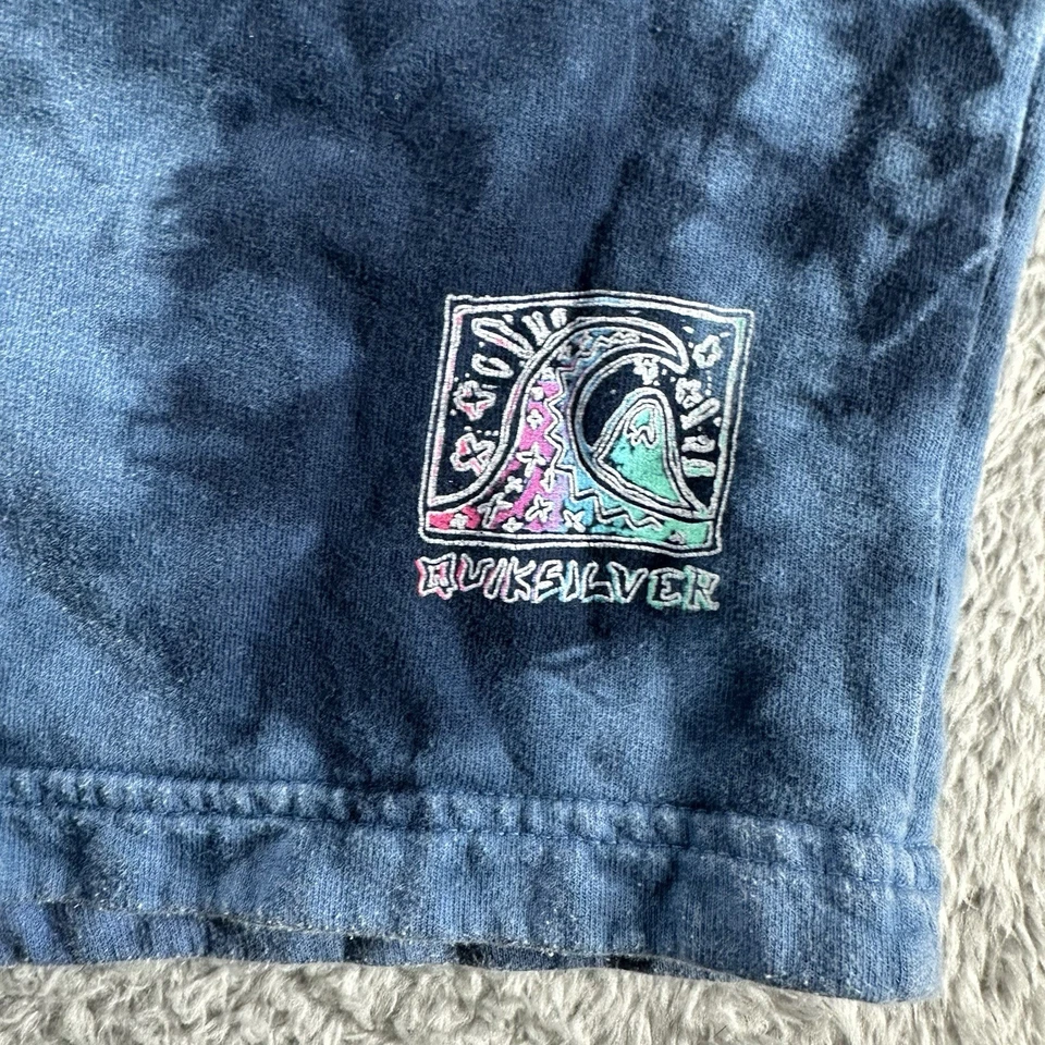 Quicksilver Shorts Mens Large Blue Tie Dye 6" Skate Surf Sweat Shorts Cotton - Imagem 3 de 4