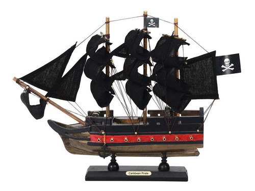 Wooden Caribbean Pirate Black Sails Limited Model Pirate Ship 12"