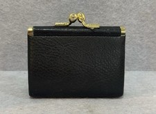 Vintage Wilsons Leather Miniature Black Kisslock Coin Pouch 2.5  x3.5  