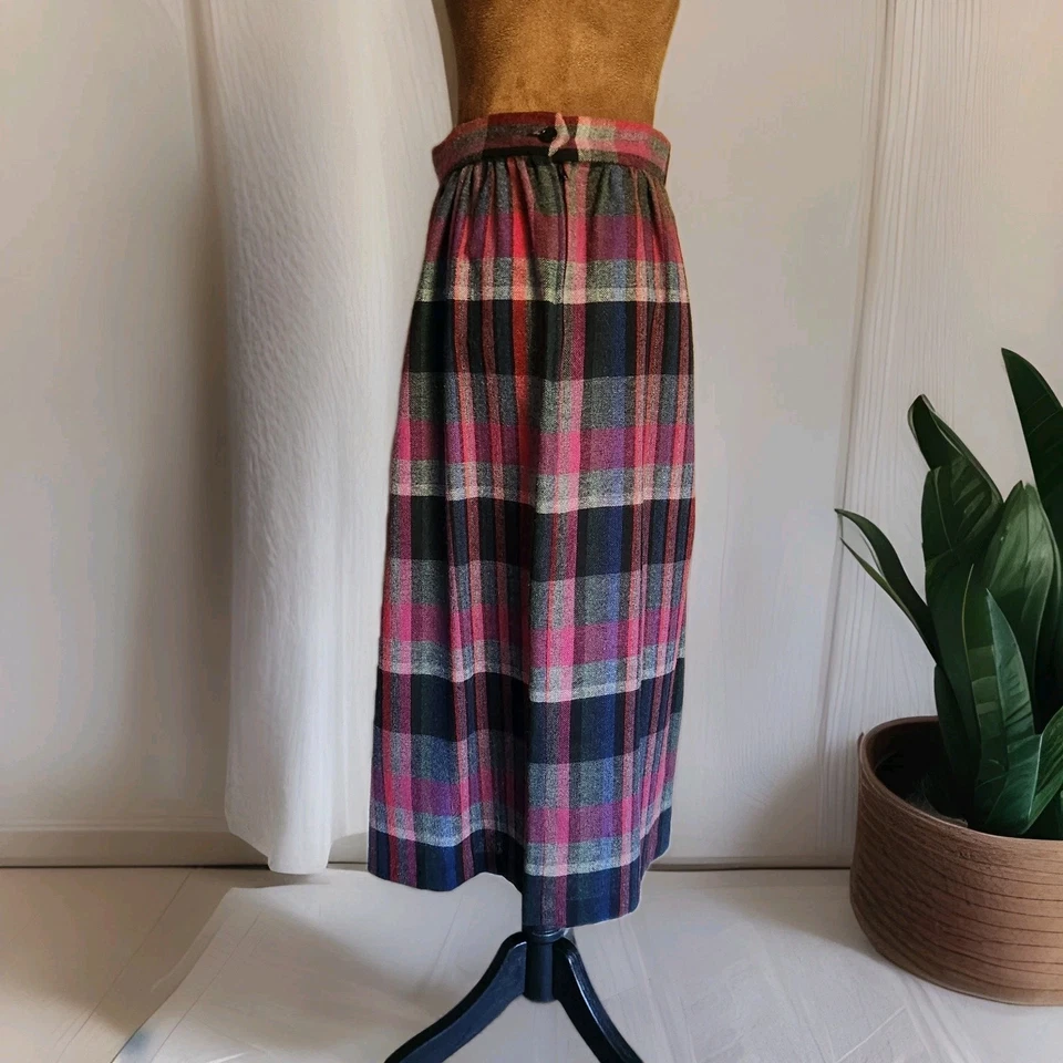 Винтажная юбка 1970-х шерстяная смесь трапециевидная опрятная клетчатая академия размер S 28 дюймов талия - Изображение 2 из 4