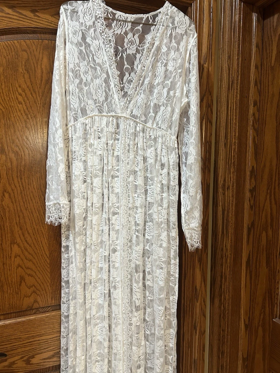 knee length dresses for ladies Baltic Born Womens Aspen Smocked Lace Maxi Dress | Off White main image 1