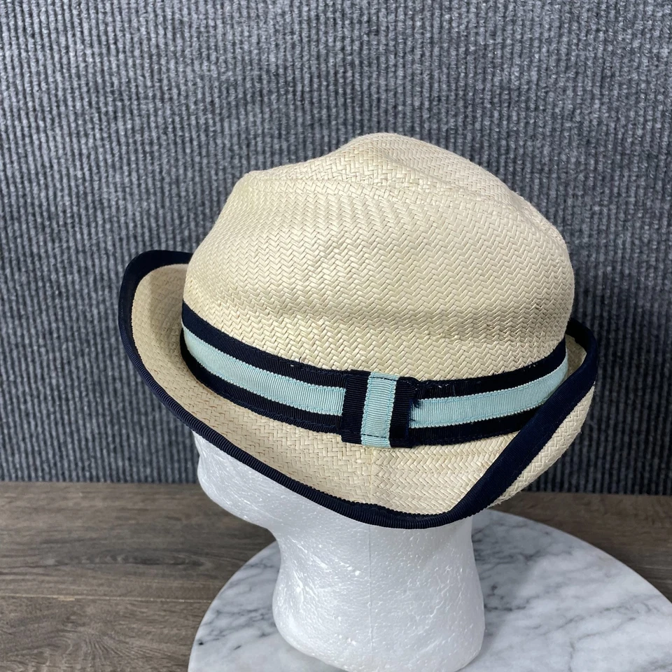 J Crew Mujeres Talla Única Marrón Correa Embalable Rafia Cubo Sombrero Paja Fedora Playa Foto 2 de 4