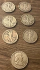 Lot Of 7 Silver Half Dollar Coins Mixed Years - 6 Walking Liberty, 1 Franklin
