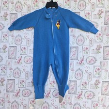 Vintage Disney Winnie The Pooh Blue Fleece Footed Sleeper Pajamas Size 3T