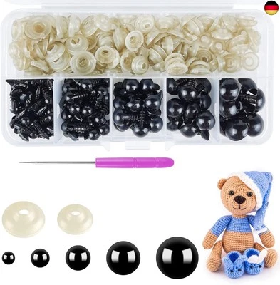 MARKE HENGXINCHEN Hengxinc 220 Stück Sicherheitsaugen für Häkeltiere Schwarz Amigurumi Augen 5-