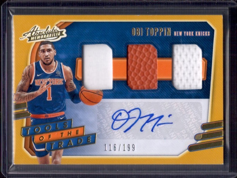 OBI TOPPIN 2020-21 Panini Absolute Triple RC Jersey Ball Autograph Auto #116/199