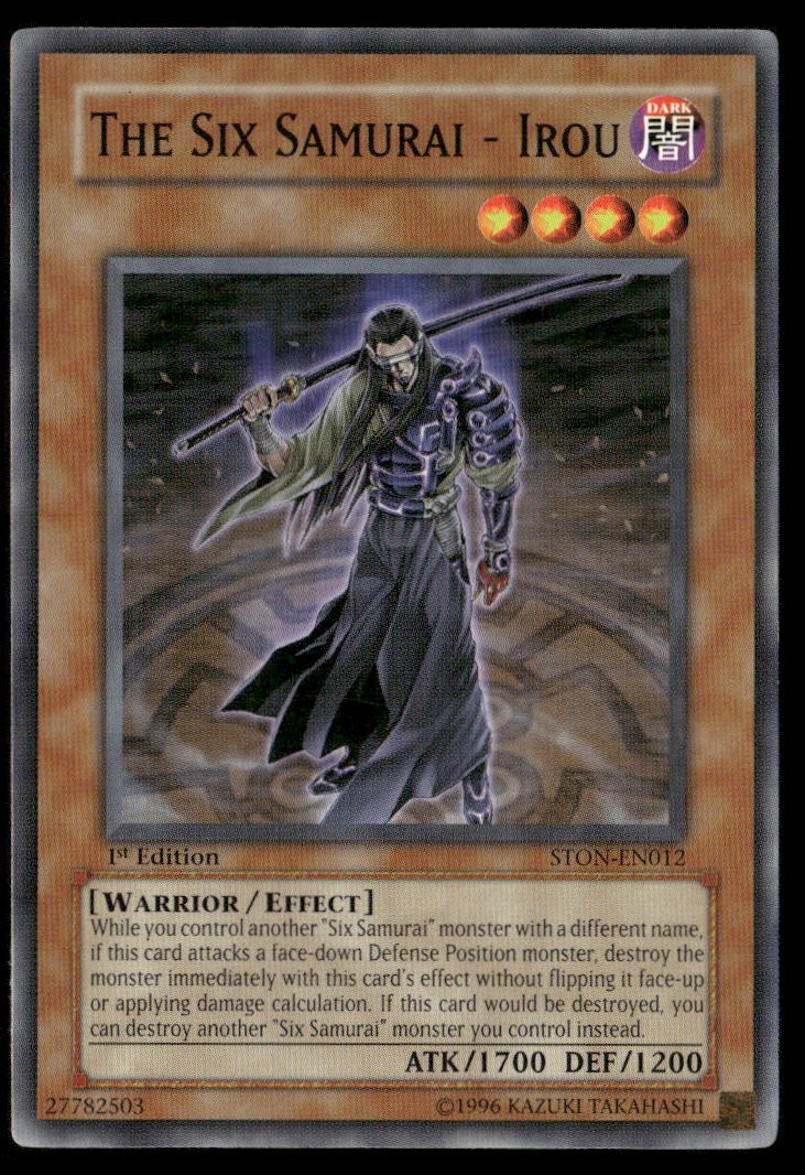 The Six Samurai - Irou STON-EN012 YuGiOh Strike of Neos trading card — raw and PSA graded price guide