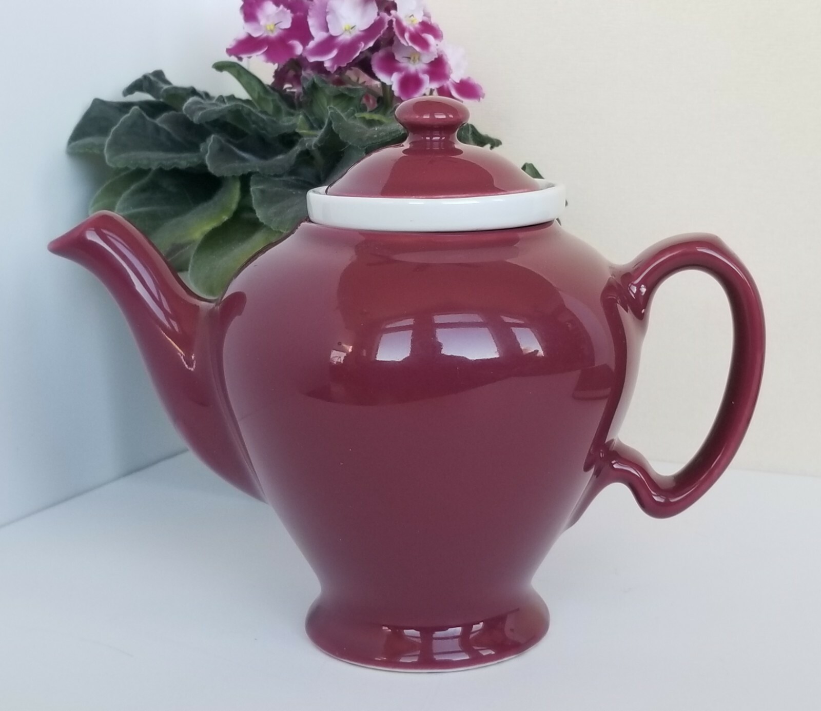 Vintage McCormick Teapot Hall Pottery Burgundy w/ Infuser Made in Baltimore USA eBay