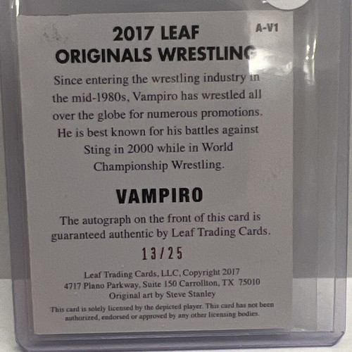 ✨13/25✨WCW 2017 Leaf Originals Vampiro Auto Yellow Originals Wrestling - Picture 3 of 5
