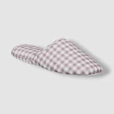 Charter Club Women's Purple Quilted Gingham Clog Slippers Shoes Size 5-6