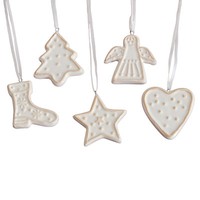 5Er Set DekohäNger Keramik Weiß Christbaumschmuck AnhäNger Weihnachten