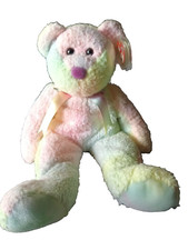 TY Beanie Baby, Tie Dye Groovy Bear, 13", Plush Animal, Rare Pink Coloring, 1999