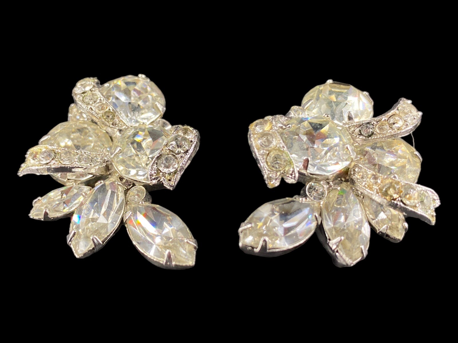 Vintage EISENBERG Statement Cluster Rhinestone Cl… - image 3
