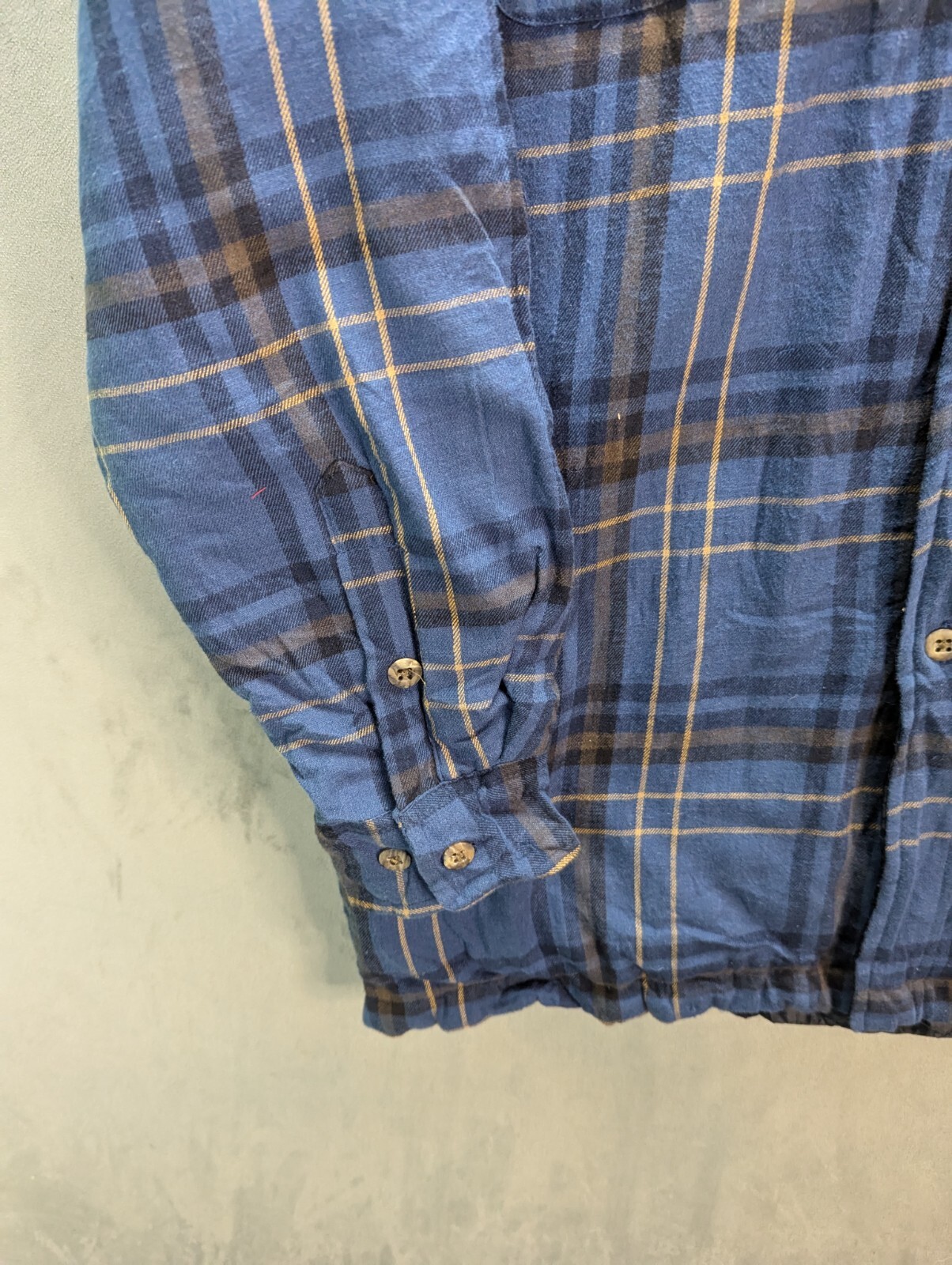 St Johns Bay Flannel Shacket Jacket Medium Quilt Lined Lumberjack Plaid Blue image 4