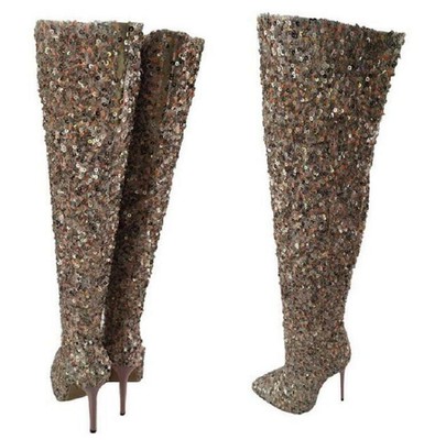 multi color sequin boots
