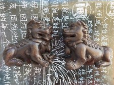 Shishi Paar Hunde - gebrannter Ton massiv gestempelt