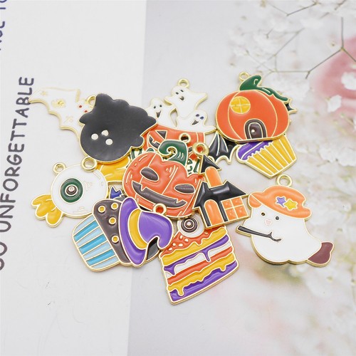 Lot of 12 Halloween Charm Enamel For Pendant Dangle Jewelry Making Crafts 2-3 cm
