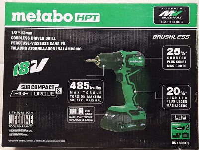 Metabo Hitachi HPT DS18DDXS 18V Brushless Drill 2-2AH Batteries Charger Case NEW