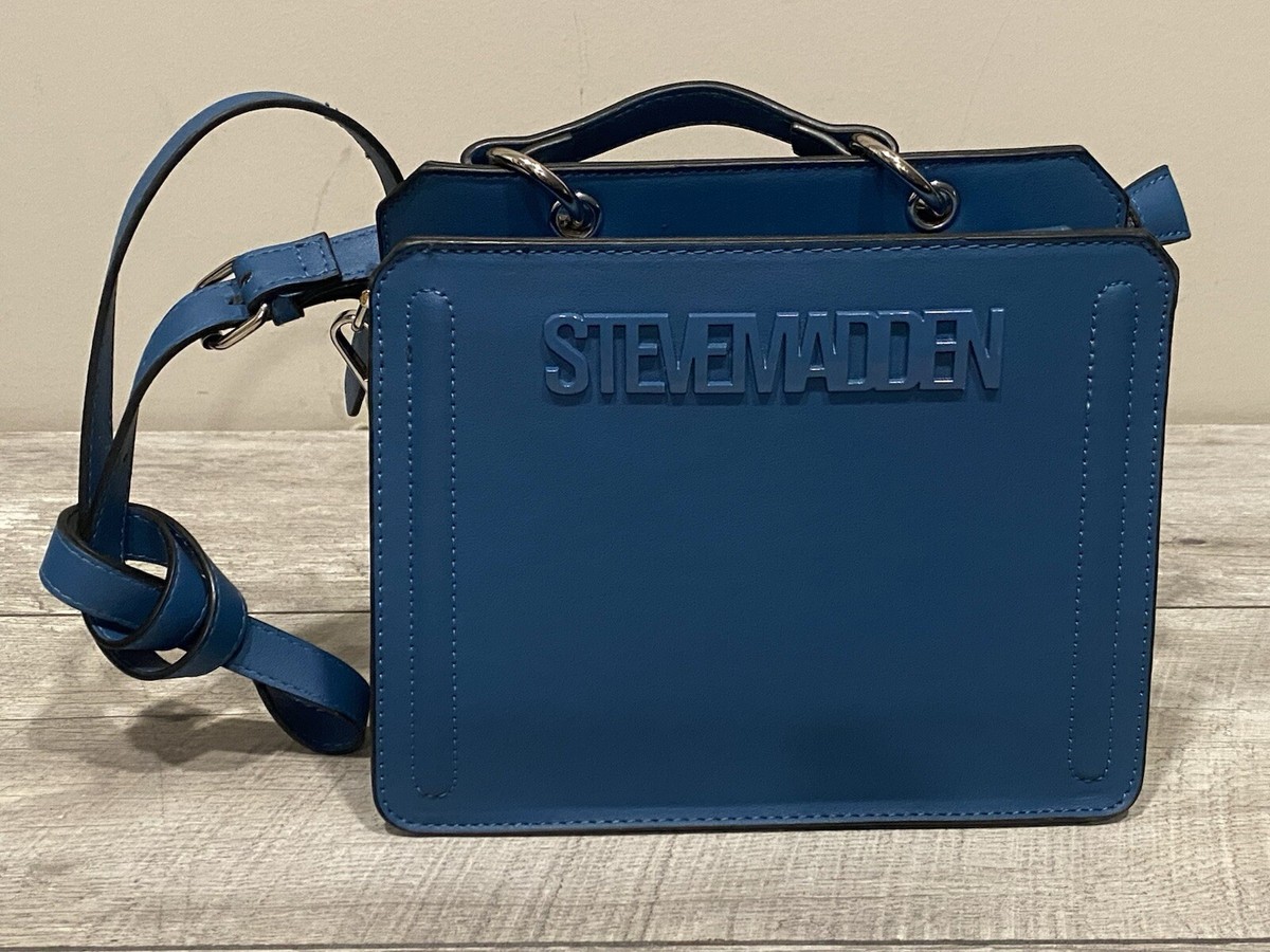 Steve Madden Bevelyn Satchel Crossbody Purse Blue