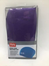 TYR Sport Purple Long Hair Silicone Swim Cap  Adult Size New