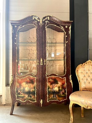 Nostalgic Display Cabinet in Brown French Antique Style Handmade Showcase Décor